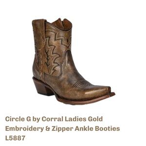 Circle G By Corral Snip Toe Booties Size 7 Bronze